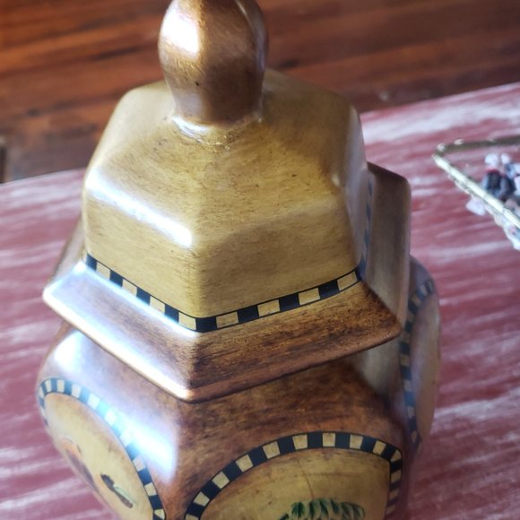 Aztek Monkey & Palm Tree Ginger Jar - Large Ceramic - Bronzed - Picture 7 of 10